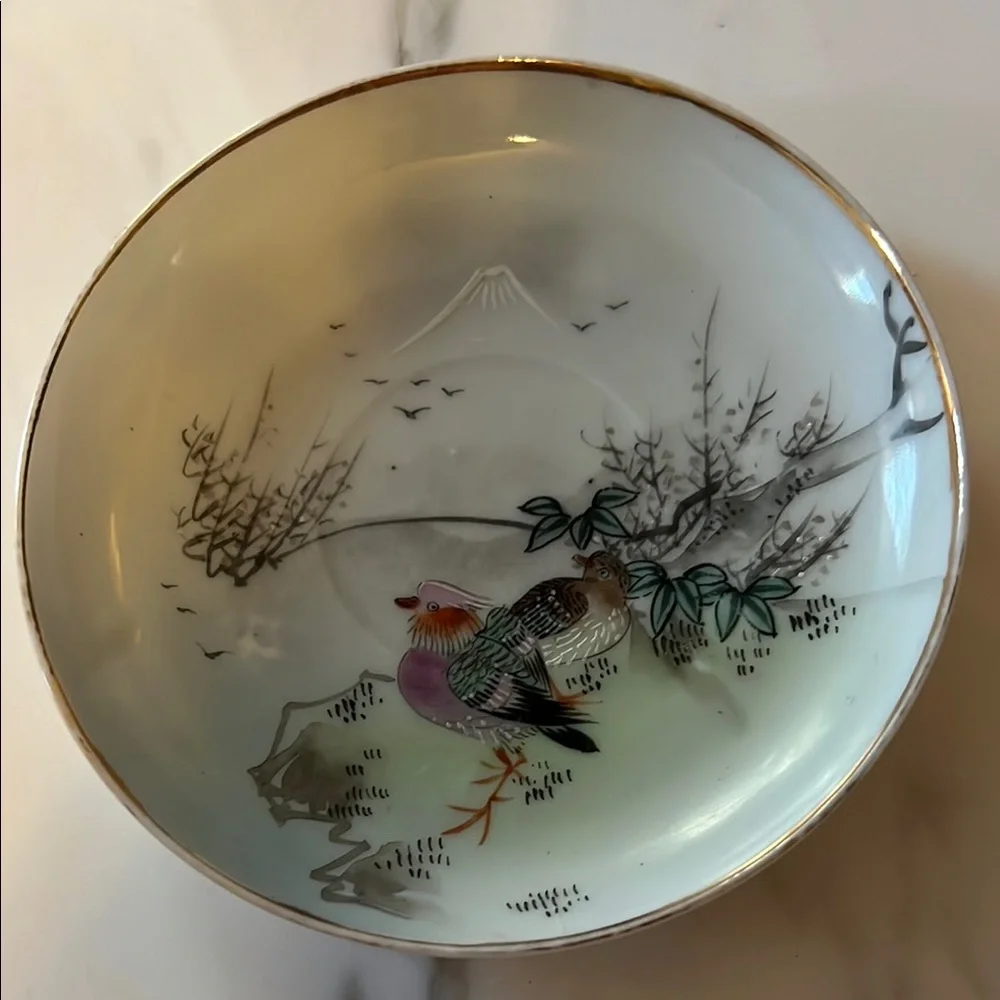 VTG Hand-painted Japanese Porcelain Plate with Bird Design